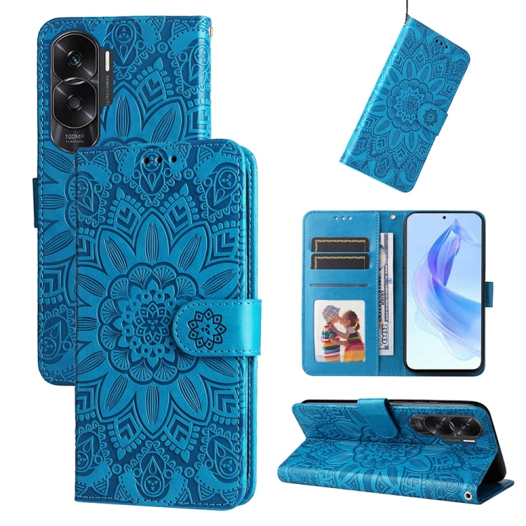 Embossed Sunflower Leather Phone Case, For Honor X6a, For Honor X50, For Honor X50i 5G