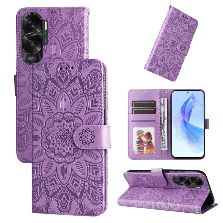 Embossed Sunflower Leather Phone Case, For Honor X6a, For Honor X50, For Honor X50i 5G