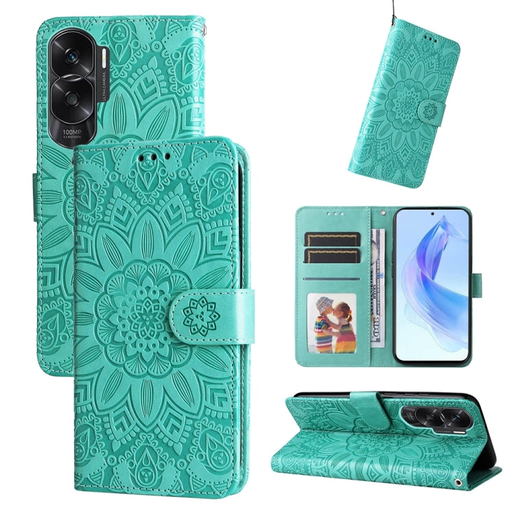Embossed Sunflower Leather Phone Case, For Honor X6a, For Honor X50, For Honor X50i 5G