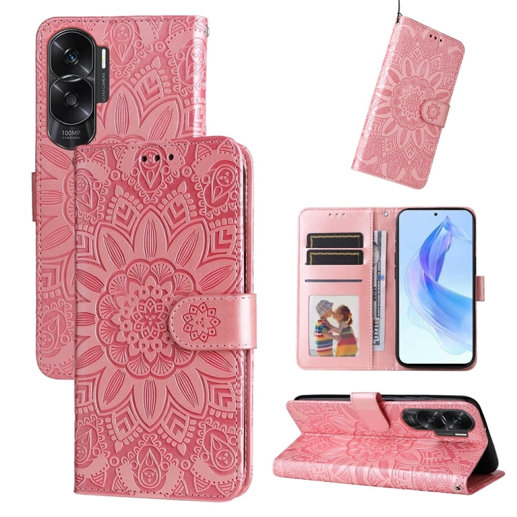 Embossed Sunflower Leather Phone Case, For Honor X6a, For Honor X50, For Honor X50i 5G
