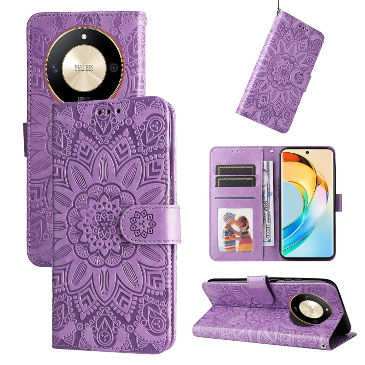 Embossed Sunflower Leather Phone Case, For Honor X6a, For Honor X50, For Honor X50i 5G