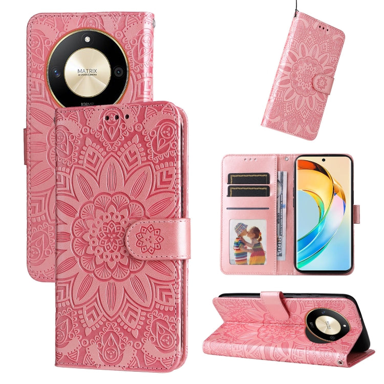 Embossed Sunflower Leather Phone Case, For Honor X6a, For Honor X50, For Honor X50i 5G