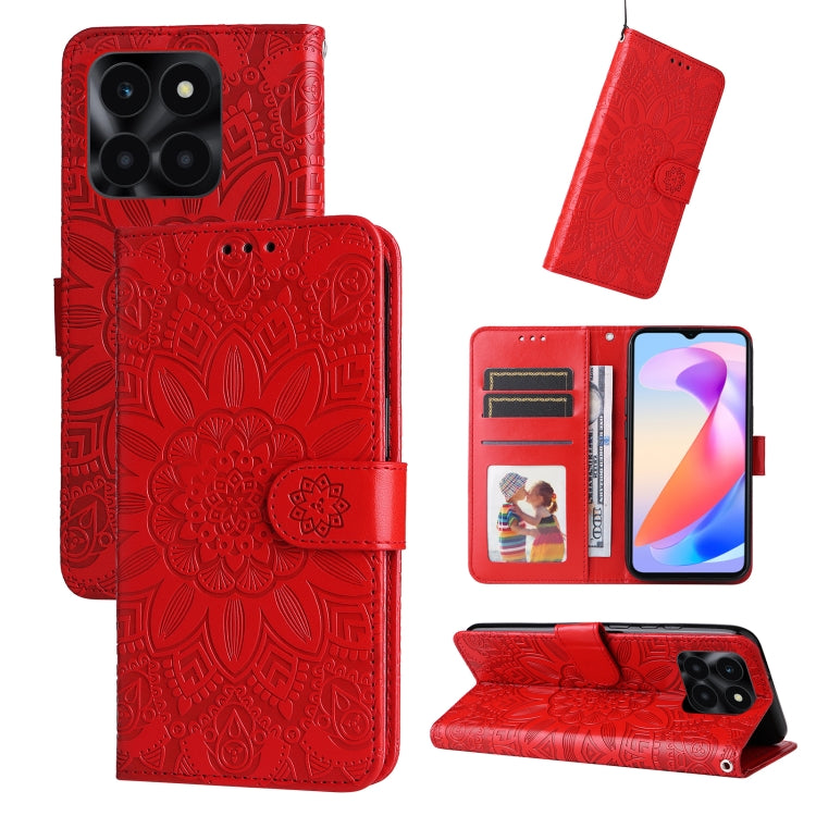 Embossed Sunflower Leather Phone Case, For Honor X6a, For Honor X50, For Honor X50i 5G
