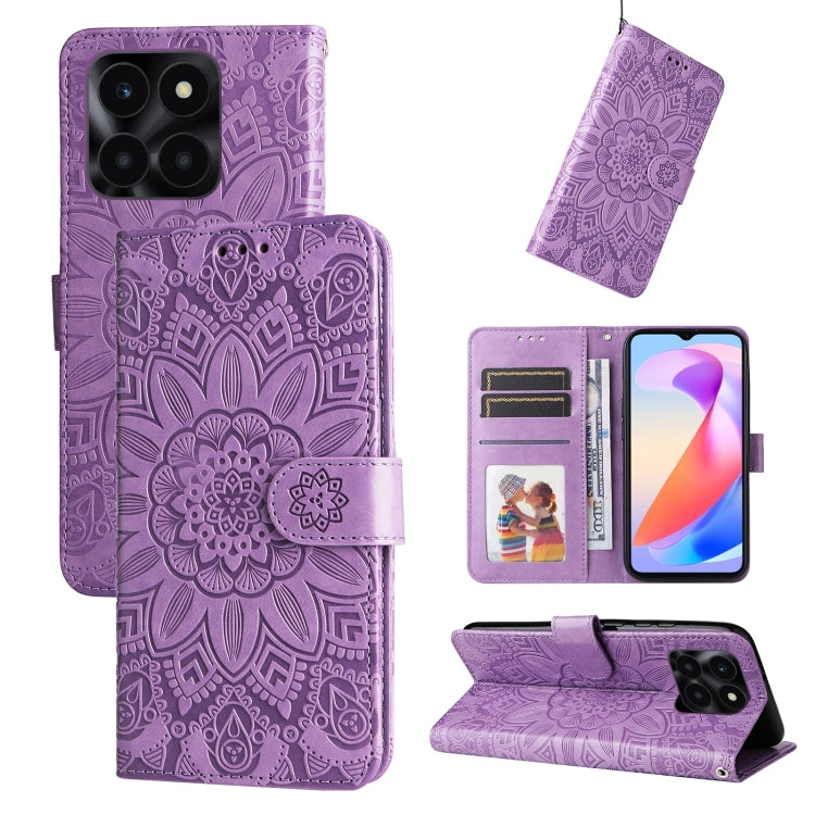 Embossed Sunflower Leather Phone Case, For Honor X6a, For Honor X50, For Honor X50i 5G
