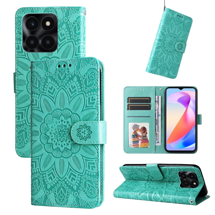 Embossed Sunflower Leather Phone Case, For Honor X6a, For Honor X50, For Honor X50i 5G