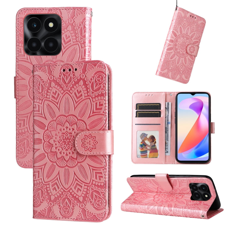Embossed Sunflower Leather Phone Case, For Honor X6a, For Honor X50, For Honor X50i 5G