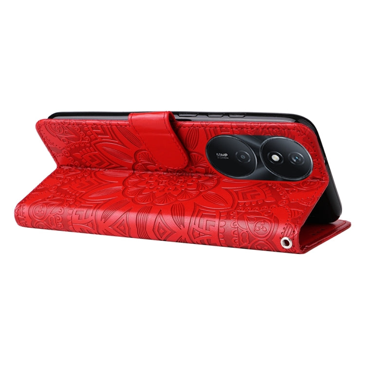 Embossed Sunflower Leather Phone Case, For Honor Play 50 Plus, For Honor X6a, For Honor X50, For Honor X50i 5G