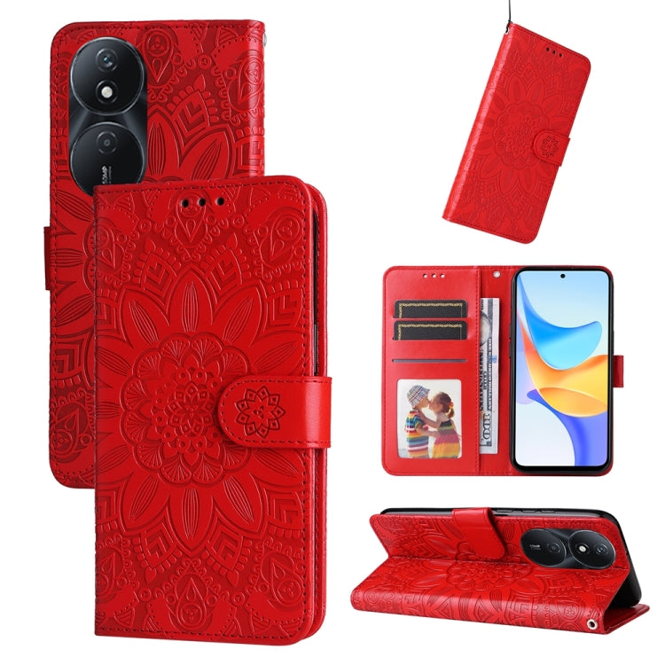 Embossed Sunflower Leather Phone Case, For Honor Play 50 Plus, For Honor X6a, For Honor X50, For Honor X50i 5G