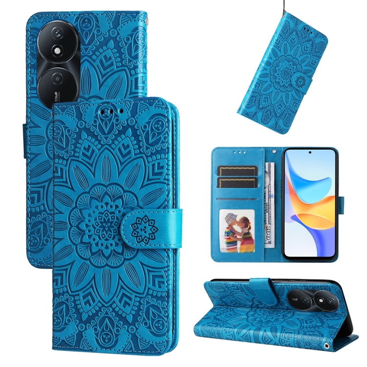 Embossed Sunflower Leather Phone Case, For Honor Play 50 Plus, For Honor X6a, For Honor X50, For Honor X50i 5G