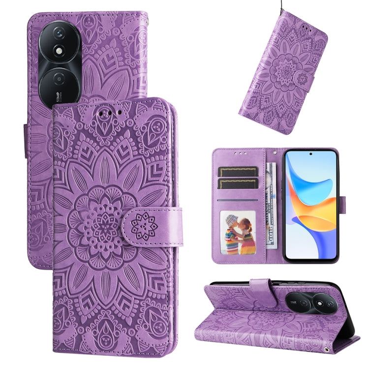 Embossed Sunflower Leather Phone Case, For Honor Play 50 Plus, For Honor X6a, For Honor X50, For Honor X50i 5G