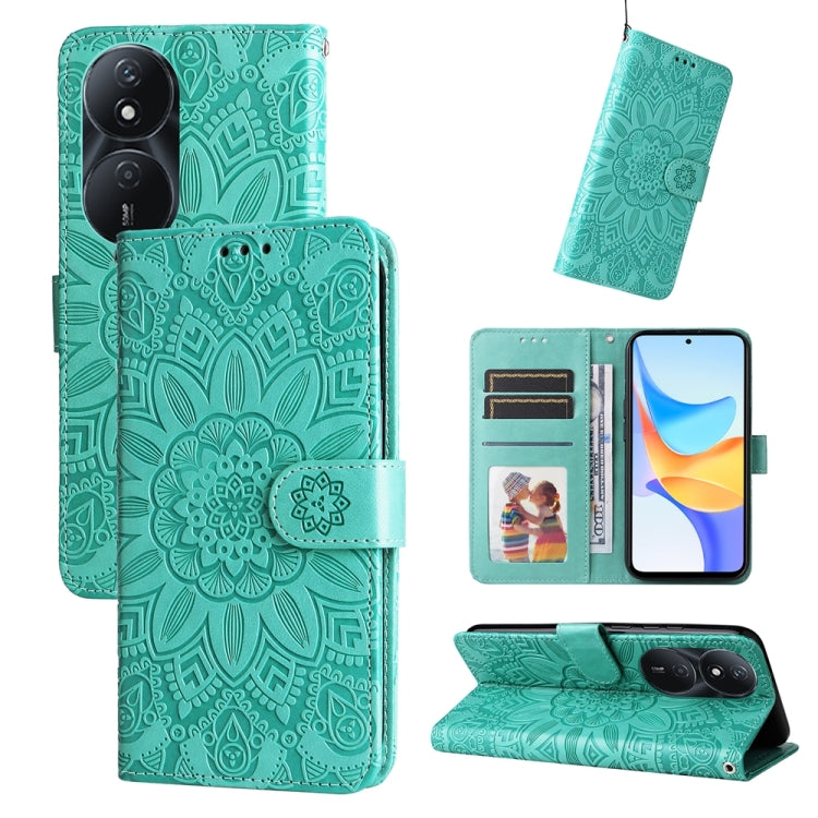 Embossed Sunflower Leather Phone Case, For Honor Play 50 Plus, For Honor X6a, For Honor X50, For Honor X50i 5G