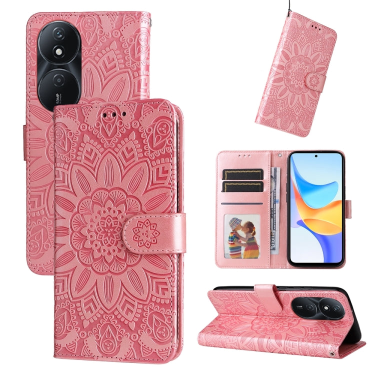 Embossed Sunflower Leather Phone Case, For Honor Play 50 Plus, For Honor X6a, For Honor X50, For Honor X50i 5G