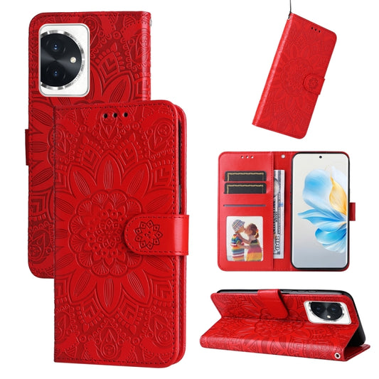 Embossed Sunflower Leather Phone Case, For Honor 100, For Honor X50i+, For Honor Play 50 Plus, For Honor X6a, For Honor X50, For Honor X50i 5G