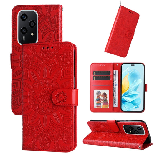 Embossed Sunflower Leather Phone Case, For Honor 200 Lite Global, For Honor Magic6 Pro, For Honor X8b, For Honor 90 GT, For Honor 100 Pro, For Honor 100, For Honor X50i+, For Honor Play 50 Plus, For Honor X6a