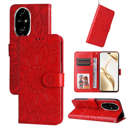 Embossed Sunflower Leather Phone Case, For Honor 200 Pro, For Honor 200 Lite Global, For Honor Magic6 Pro, For Honor X8b, For Honor 90 GT, For Honor 100 Pro, For Honor 100, For Honor X50i+, For Honor Play 50 Plus
