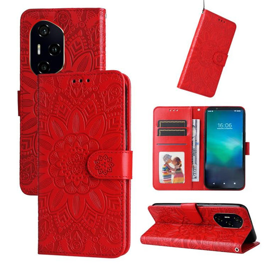 Embossed Sunflower Leather Phone Case, For Honor 300 Pro, For Honor 300, For Honor X9c / Magic7 Lite, For Honor Magic7 Pro, For Honor Magic7, For Honor X60i, For Honor Play 60 Plus, For Honor 200, For Honor 200 Pro