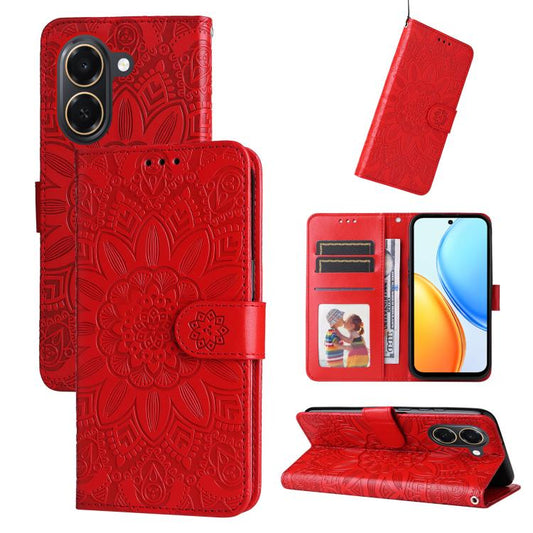 Embossed Sunflower Leather Phone Case, For Honor Play 80 Plus 5G, For Honor 600 Global / 600 Pro Global, For Honor 600 Lite Global, For Honor X6d 5G / Play 60A 5G, For Honor X8d 4G, For Honor 500 / 500 Pro Global 155.8mm, For Honor Magic8 Pro          ...