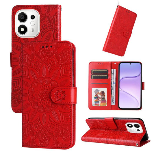 Embossed Sunflower Leather Phone Case, For Honor 600 Smart 5G, For Honor Play 80 Plus 5G, For Honor 600 Global / 600 Pro Global, For Honor 600 Lite Global, For Honor X6d 5G / Play 60A 5G, For Honor X8d 4G, For Honor 500 / 500 Pro Global 155.8mm        ...