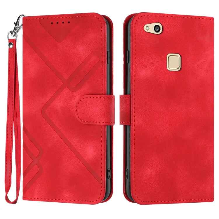 Line Pattern Skin Feel Leather Phone Case, For Huawei P20 Pro, For Huawei P20 lite, For Huawei P smart 2018/Enjoy 7S, For Huawei Mate 10 Lite/Maimang 6, For Huawei Mate 10 Pro, For Huawei P10 Lite