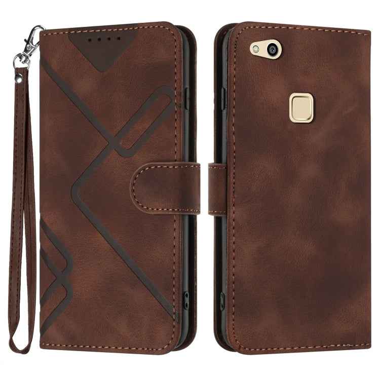 Line Pattern Skin Feel Leather Phone Case, For Huawei P20 Pro, For Huawei P20 lite, For Huawei P smart 2018/Enjoy 7S, For Huawei Mate 10 Lite/Maimang 6, For Huawei Mate 10 Pro, For Huawei P10 Lite