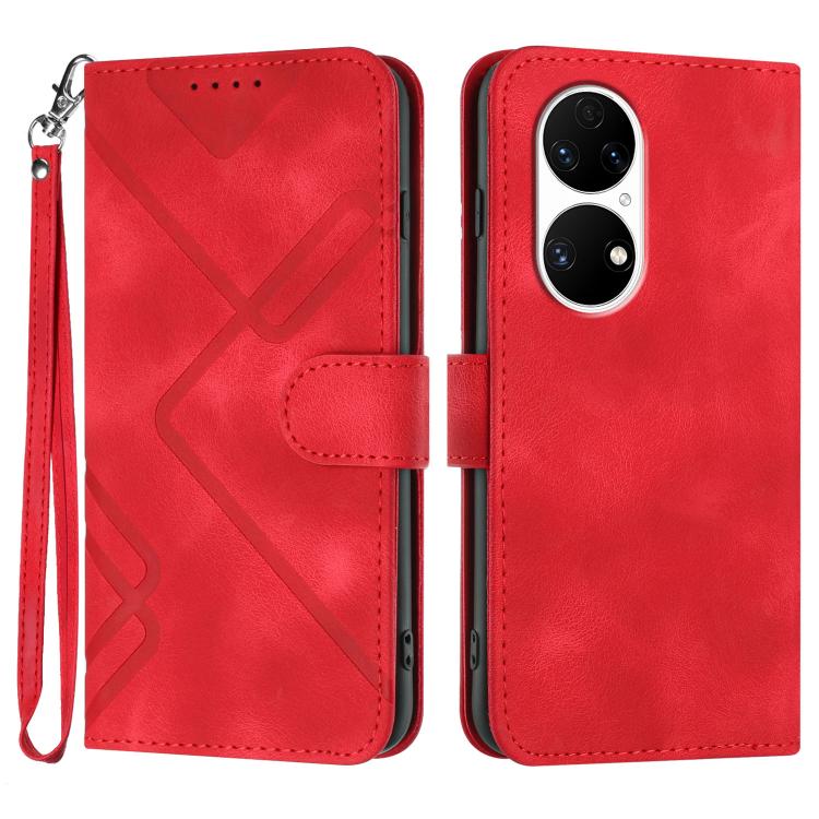 Line Pattern Skin Feel Leather Phone Case, For Huawei Enjoy 70, For Huawei P60 / P60 Pro, For Huawei Enjoy 50 Pro / nova Y90, For Huawei Enjoy 50 / nova Y70, For Huawei Enjoy 20e, For Huawei P50 Pro, For Huawei P50, For Huawei Enjoy 20 SE 4G