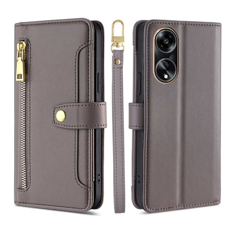 Sheep Texture Cross-body Zipper Wallet Leather Phone Case, For OPPO A78 4G, For OPPO Reno10 Pro+ 5G, For OPPO A1 5G, For OPPO Reno8 T 4G, For OPPO Reno8 T 5G / A1 Pro 5G, For OPPO Reno7 4G / F21 Pro 4G, For OPPO Find X5 Pro