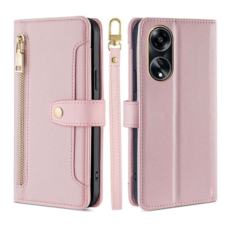 Sheep Texture Cross-body Zipper Wallet Leather Phone Case, For OPPO A78 4G, For OPPO Reno10 Pro+ 5G, For OPPO A1 5G, For OPPO Reno8 T 4G, For OPPO Reno8 T 5G / A1 Pro 5G, For OPPO Reno7 4G / F21 Pro 4G, For OPPO Find X5 Pro