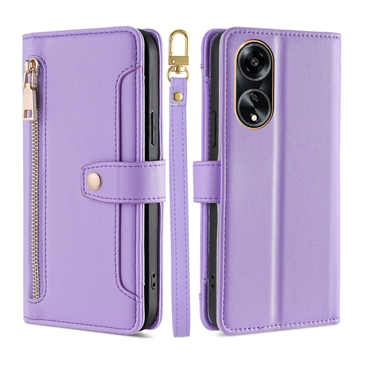 Sheep Texture Cross-body Zipper Wallet Leather Phone Case, For OPPO A78 4G, For OPPO Reno10 Pro+ 5G, For OPPO A1 5G, For OPPO Reno8 T 4G, For OPPO Reno8 T 5G / A1 Pro 5G, For OPPO Reno7 4G / F21 Pro 4G, For OPPO Find X5 Pro
