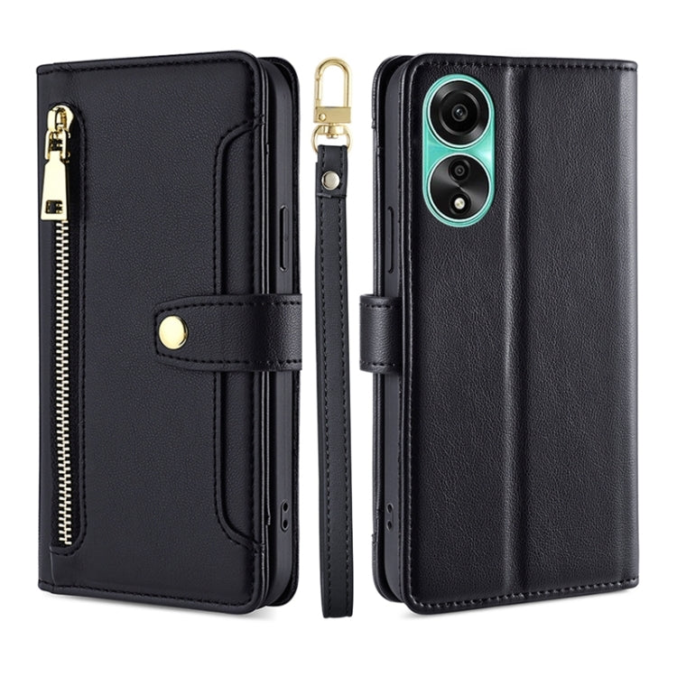 Sheep Texture Cross-body Zipper Wallet Leather Phone Case, For OPPO A78 4G, For OPPO Reno10 Pro+ 5G, For OPPO A1 5G, For OPPO Reno8 T 4G, For OPPO Reno8 T 5G / A1 Pro 5G, For OPPO Reno7 4G / F21 Pro 4G, For OPPO Find X5 Pro