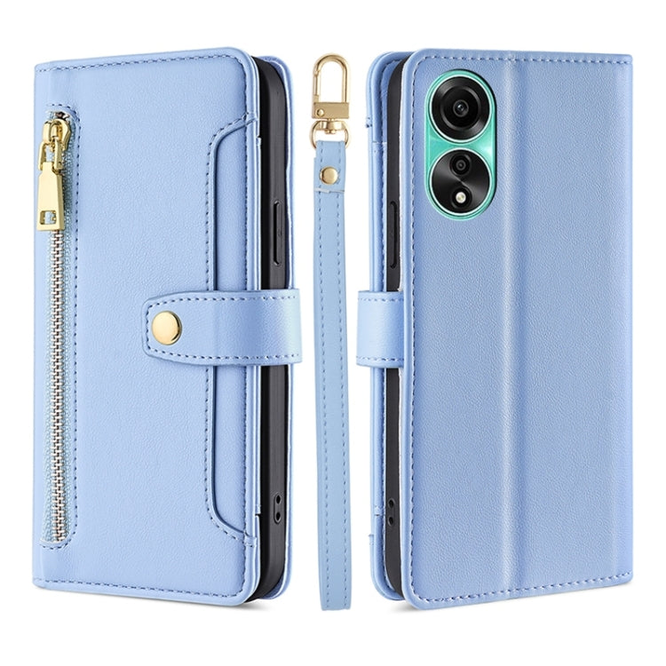 Sheep Texture Cross-body Zipper Wallet Leather Phone Case, For OPPO A78 4G, For OPPO Reno10 Pro+ 5G, For OPPO A1 5G, For OPPO Reno8 T 4G, For OPPO Reno8 T 5G / A1 Pro 5G, For OPPO Reno7 4G / F21 Pro 4G, For OPPO Find X5 Pro