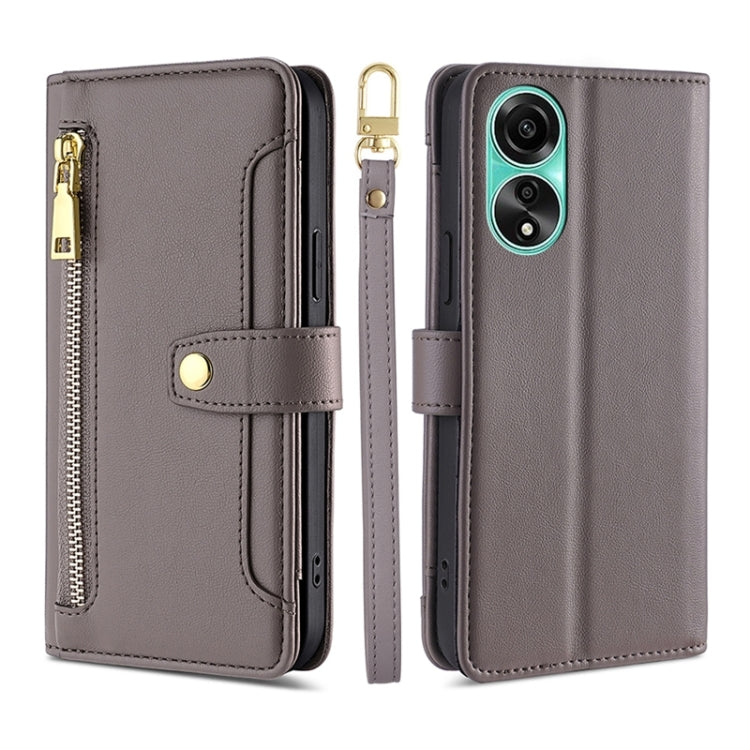 Sheep Texture Cross-body Zipper Wallet Leather Phone Case, For OPPO Find X7 Ultra 5G, For OPPO A38 4G / A18 4G, For OPPO A2 Pro 5G, For OPPO A58 4G, For OPPO Reno10 5G / Reno10 Pro 5G Global, For OPPO Reno10 5G Global, For OPPO A78 4G                  ...