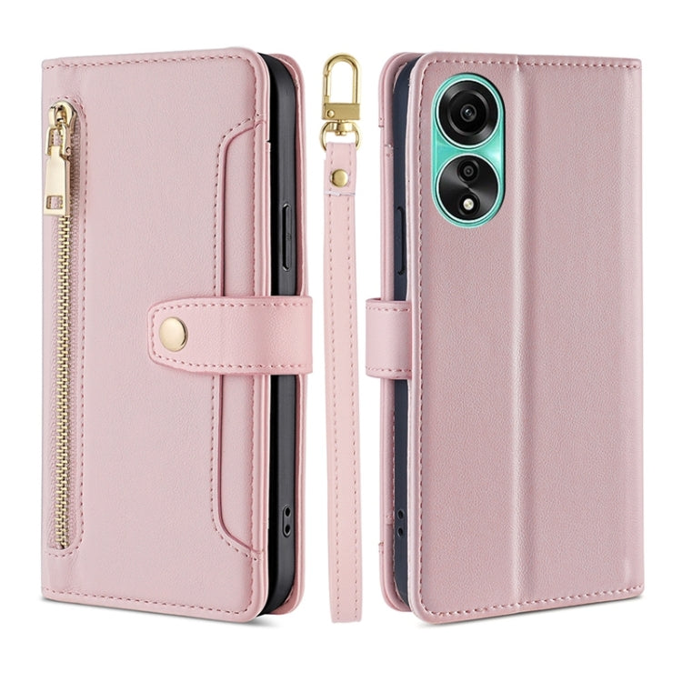 Sheep Texture Cross-body Zipper Wallet Leather Phone Case, For OPPO Find X7 Ultra 5G, For OPPO A38 4G / A18 4G, For OPPO A2 Pro 5G, For OPPO A58 4G, For OPPO Reno10 5G / Reno10 Pro 5G Global, For OPPO Reno10 5G Global, For OPPO A78 4G                  ...