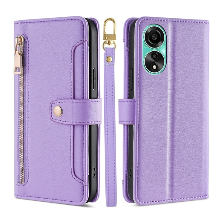 Sheep Texture Cross-body Zipper Wallet Leather Phone Case, For OPPO A78 4G, For OPPO Reno10 Pro+ 5G, For OPPO A1 5G, For OPPO Reno8 T 4G, For OPPO Reno8 T 5G / A1 Pro 5G, For OPPO Reno7 4G / F21 Pro 4G, For OPPO Find X5 Pro