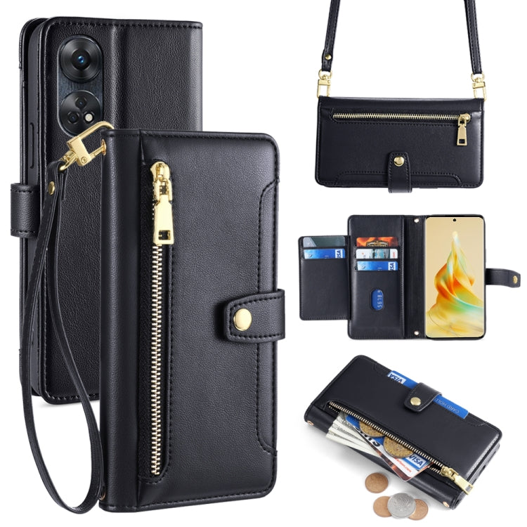 Sheep Texture Cross-body Zipper Wallet Leather Phone Case, For OPPO A1 5G, For OPPO Reno8 T 4G, For OPPO Reno8 T 5G / A1 Pro 5G, For OPPO Reno7 4G / F21 Pro 4G, For OPPO Find X5 Pro