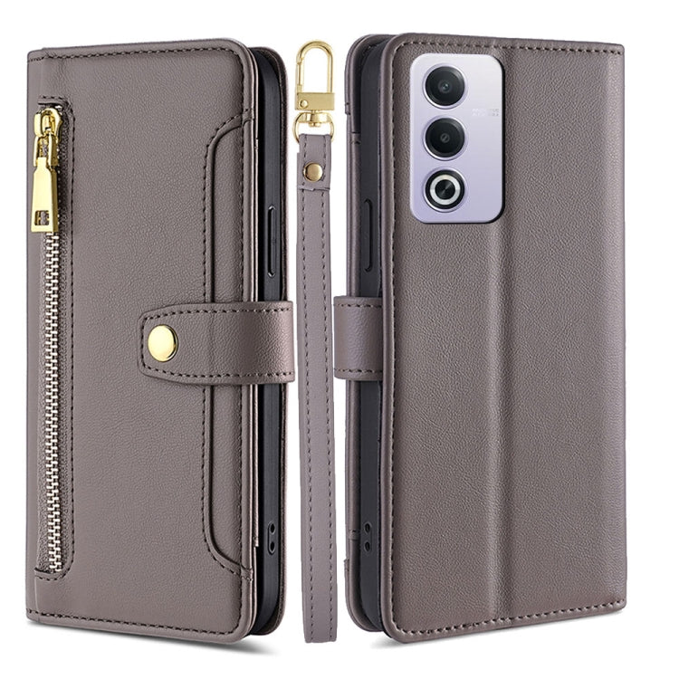 Sheep Texture Cross-body Zipper Wallet Leather Phone Case, For OPPO Reno13 F 5G / 4G, For OPPO A3 5G India, For OPPO Reno12 F 5G, For OPPO A3 Pro 5G India, For OPPO Reno12 5G Global, For OPPO A60 4G Global, For OPPO Reno11 F 5G, For OPPO Find X7 5G