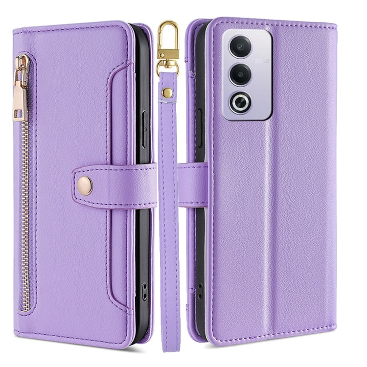 Sheep Texture Cross-body Zipper Wallet Leather Phone Case, For OPPO Reno13 F 5G / 4G, For OPPO A3 5G India, For OPPO Reno12 F 5G, For OPPO A3 Pro 5G India, For OPPO Reno12 5G Global, For OPPO A60 4G Global, For OPPO Reno11 F 5G, For OPPO Find X7 5G