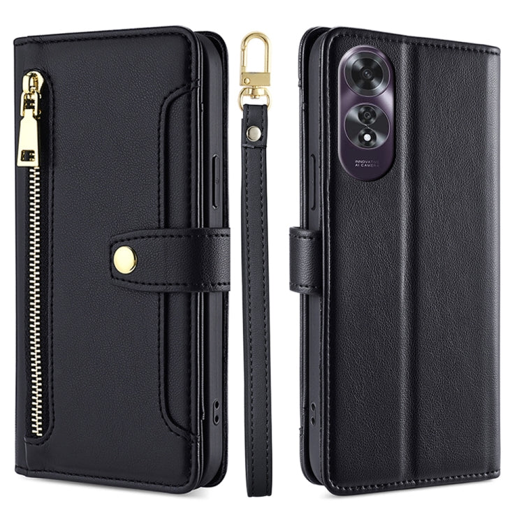 Sheep Texture Cross-body Zipper Wallet Leather Phone Case, For OPPO Reno13 F 5G / 4G, For OPPO A3 5G India, For OPPO Reno12 F 5G, For OPPO A3 Pro 5G India, For OPPO Reno12 5G Global, For OPPO A60 4G Global, For OPPO Reno11 F 5G, For OPPO Find X7 5G