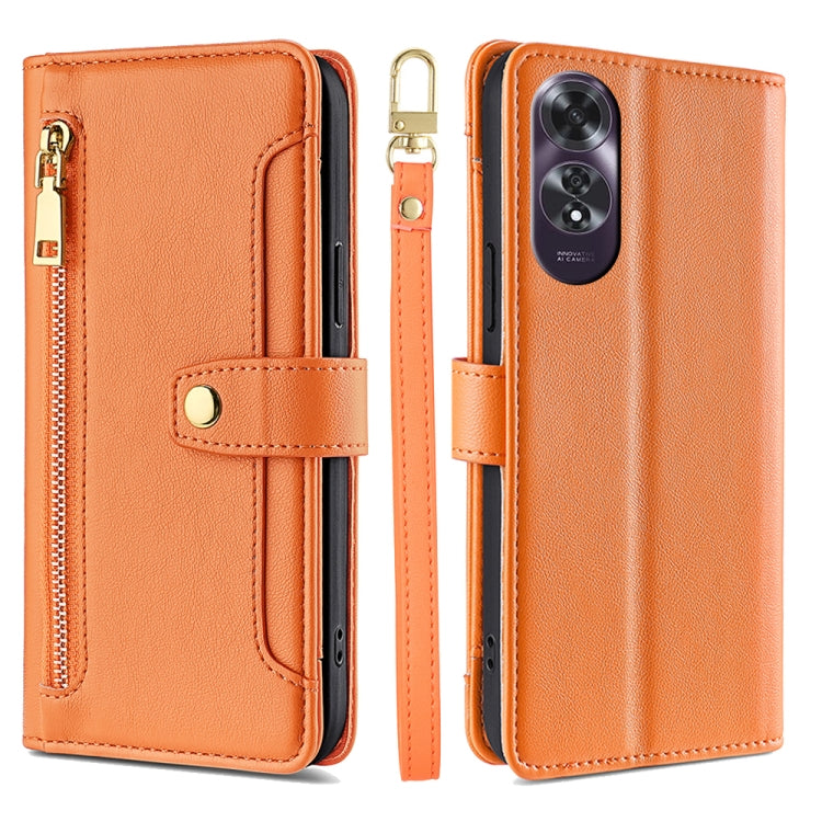 Sheep Texture Cross-body Zipper Wallet Leather Phone Case, For OPPO Reno13 F 5G / 4G, For OPPO A3 5G India, For OPPO Reno12 F 5G, For OPPO A3 Pro 5G India, For OPPO Reno12 5G Global, For OPPO A60 4G Global, For OPPO Reno11 F 5G, For OPPO Find X7 5G