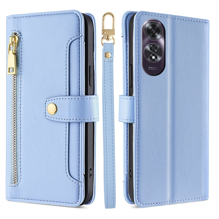 Sheep Texture Cross-body Zipper Wallet Leather Phone Case, For OPPO Reno13 F 5G / 4G, For OPPO A3 5G India, For OPPO Reno12 F 5G, For OPPO A3 Pro 5G India, For OPPO Reno12 5G Global, For OPPO A60 4G Global, For OPPO Reno11 F 5G, For OPPO Find X7 5G