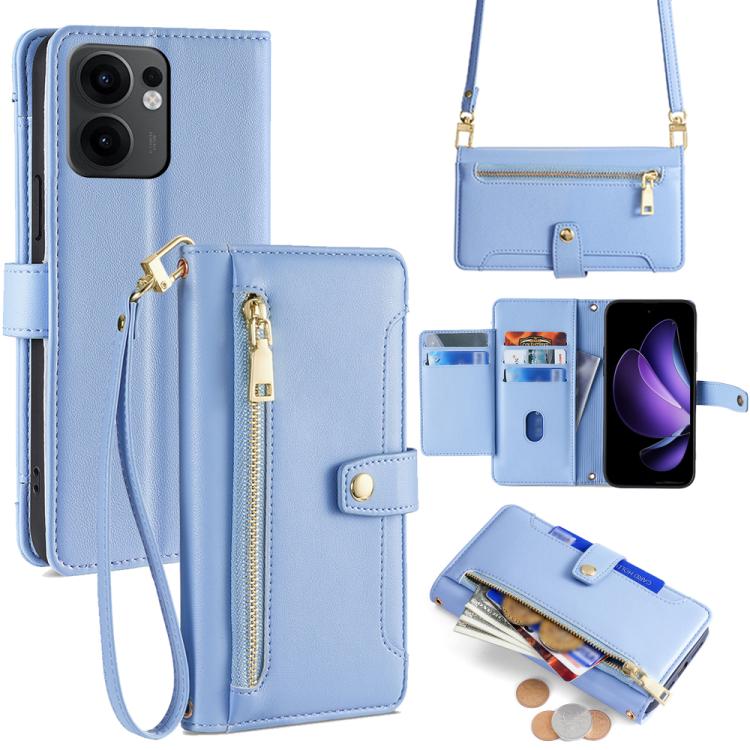 Sheep Texture Cross-body Zipper Wallet Leather Phone Case, For OPPO Find X8s 5G, For OPPO Find X8 Ultra 5G, For OPPO Reno13 F 5G / 4G, For OPPO A3 5G India, For OPPO Reno12 F 5G, For OPPO A3 Pro 5G India, For OPPO Reno12 5G Global, For OPPO A60 4G Global