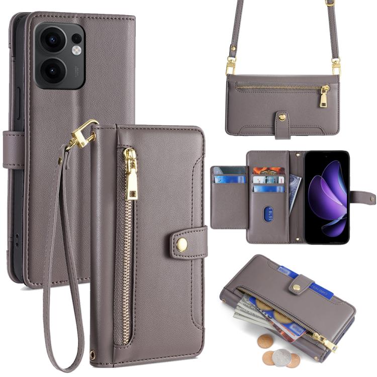 Sheep Texture Cross-body Zipper Wallet Leather Phone Case, For OPPO Find X8s 5G, For OPPO Find X8 Ultra 5G, For OPPO Reno13 F 5G / 4G, For OPPO A3 5G India, For OPPO Reno12 F 5G, For OPPO A3 Pro 5G India, For OPPO Reno12 5G Global, For OPPO A60 4G Global