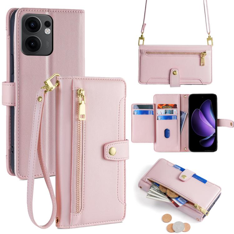 Sheep Texture Cross-body Zipper Wallet Leather Phone Case, For OPPO Reno13 F 5G / 4G, For OPPO A3 5G India, For OPPO Reno12 F 5G, For OPPO A3 Pro 5G India, For OPPO Reno12 5G Global, For OPPO A60 4G Global, For OPPO Reno11 F 5G, For OPPO Find X7 5G
