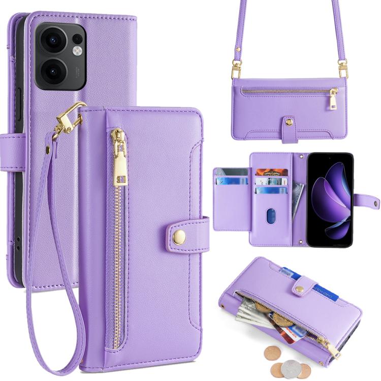 Sheep Texture Cross-body Zipper Wallet Leather Phone Case, For OPPO Reno13 F 5G / 4G, For OPPO A3 5G India, For OPPO Reno12 F 5G, For OPPO A3 Pro 5G India, For OPPO Reno12 5G Global, For OPPO A60 4G Global, For OPPO Reno11 F 5G, For OPPO Find X7 5G