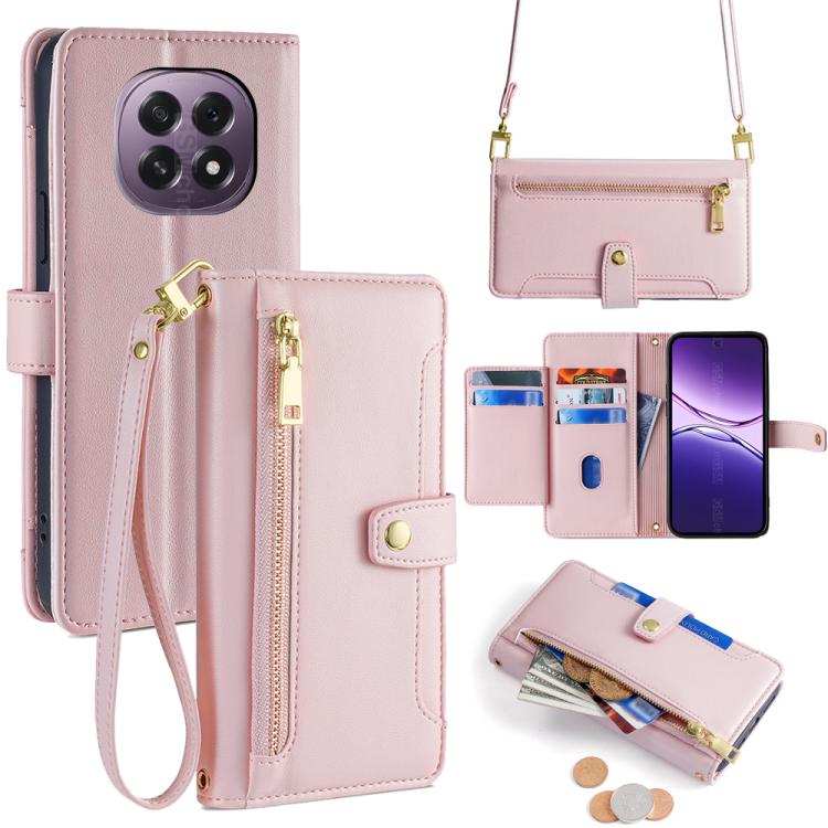 Sheep Texture Cross-body Zipper Wallet Leather Phone Case, For OPPO Reno14 F 5G, For OPPO A5x 5G Global, For OPPO A5 5G 2025 Global, For OPPO Reno14 Pro 5G, For OPPO Reno14 5G, For OPPO Find X8s+ 5G, For OPPO Find X8s 5G, For OPPO Find X8 Ultra 5G