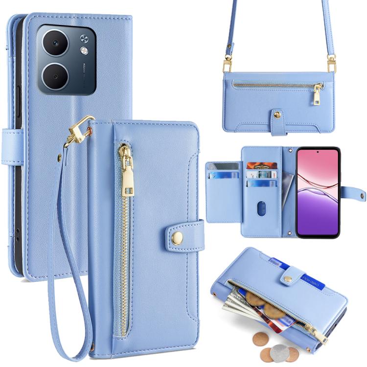 Sheep Texture Cross-body Zipper Wallet Leather Phone Case, For OPPO Reno14 F 5G, For OPPO A5x 5G Global, For OPPO A5 5G 2025 Global, For OPPO Reno14 Pro 5G, For OPPO Reno14 5G, For OPPO Find X8s+ 5G, For OPPO Find X8s 5G, For OPPO Find X8 Ultra 5G