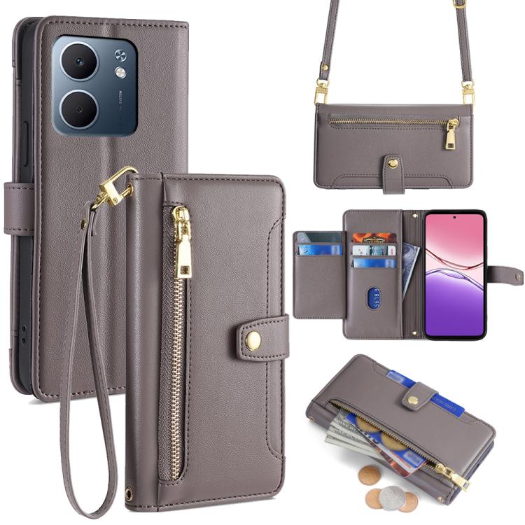 Sheep Texture Cross-body Zipper Wallet Leather Phone Case, For OPPO Reno14 F 5G, For OPPO A5x 5G Global, For OPPO A5 5G 2025 Global, For OPPO Reno14 Pro 5G, For OPPO Reno14 5G, For OPPO Find X8s+ 5G, For OPPO Find X8s 5G, For OPPO Find X8 Ultra 5G