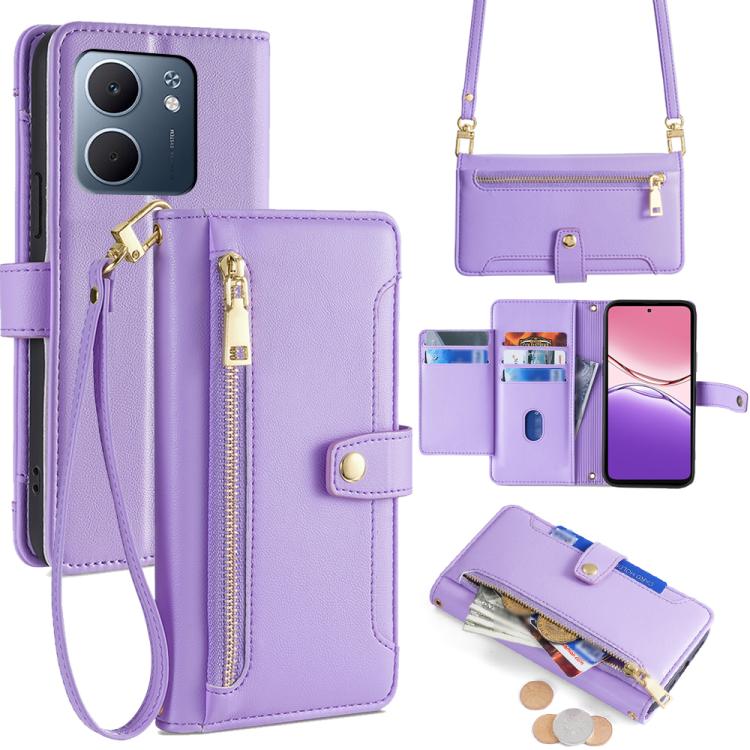 Sheep Texture Cross-body Zipper Wallet Leather Phone Case, For OPPO Reno14 F 5G, For OPPO A5x 5G Global, For OPPO A5 5G 2025 Global, For OPPO Reno14 Pro 5G, For OPPO Reno14 5G, For OPPO Find X8s+ 5G, For OPPO Find X8s 5G, For OPPO Find X8 Ultra 5G