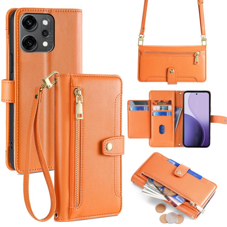 Sheep Texture Cross-body Zipper Wallet Leather Phone Case, For OPPO Reno14 F 5G, For OPPO A5x 5G Global, For OPPO A5 5G 2025 Global, For OPPO Reno14 Pro 5G, For OPPO Reno14 5G, For OPPO Find X8s+ 5G, For OPPO Find X8s 5G, For OPPO Find X8 Ultra 5G