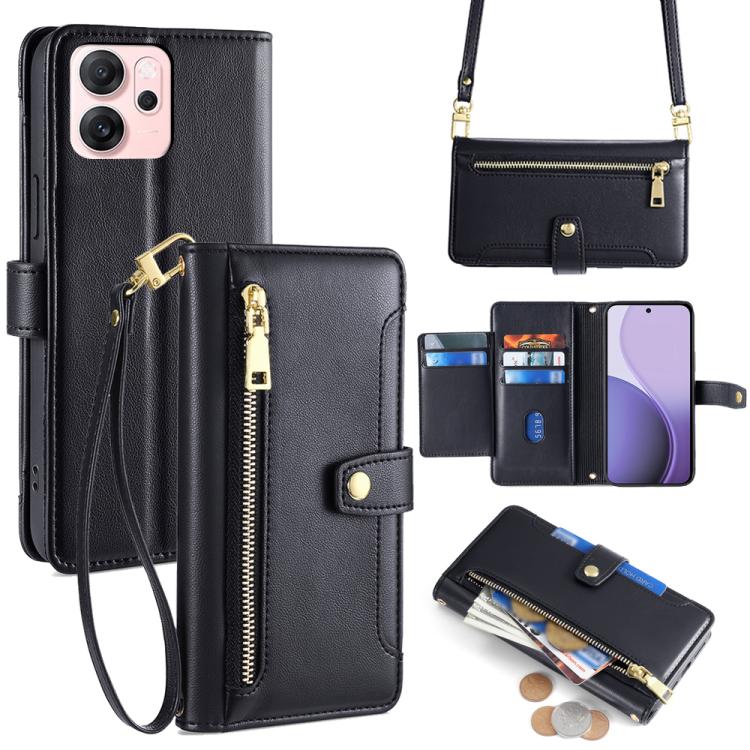 Sheep Texture Cross-body Zipper Wallet Leather Phone Case, For OPPO Find X9 Pro 5G, For OPPO K13 Turbo Pro 5G, For OPPO Reno14 F 5G, For OPPO A5x 5G Global, For OPPO A5 5G 2025 Global, For OPPO Reno14 Pro 5G, For OPPO Reno14 5G, For OPPO Find X8s+ 5G