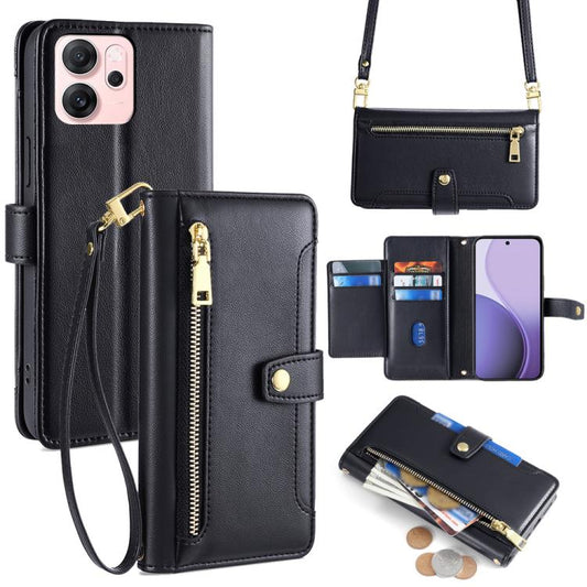 Sheep Texture Cross-body Zipper Wallet Leather Phone Case, For OPPO Reno14 F 5G, For OPPO A5x 5G Global, For OPPO A5 5G 2025 Global, For OPPO Reno14 Pro 5G, For OPPO Reno14 5G, For OPPO Find X8s+ 5G, For OPPO Find X8s 5G, For OPPO Find X8 Ultra 5G